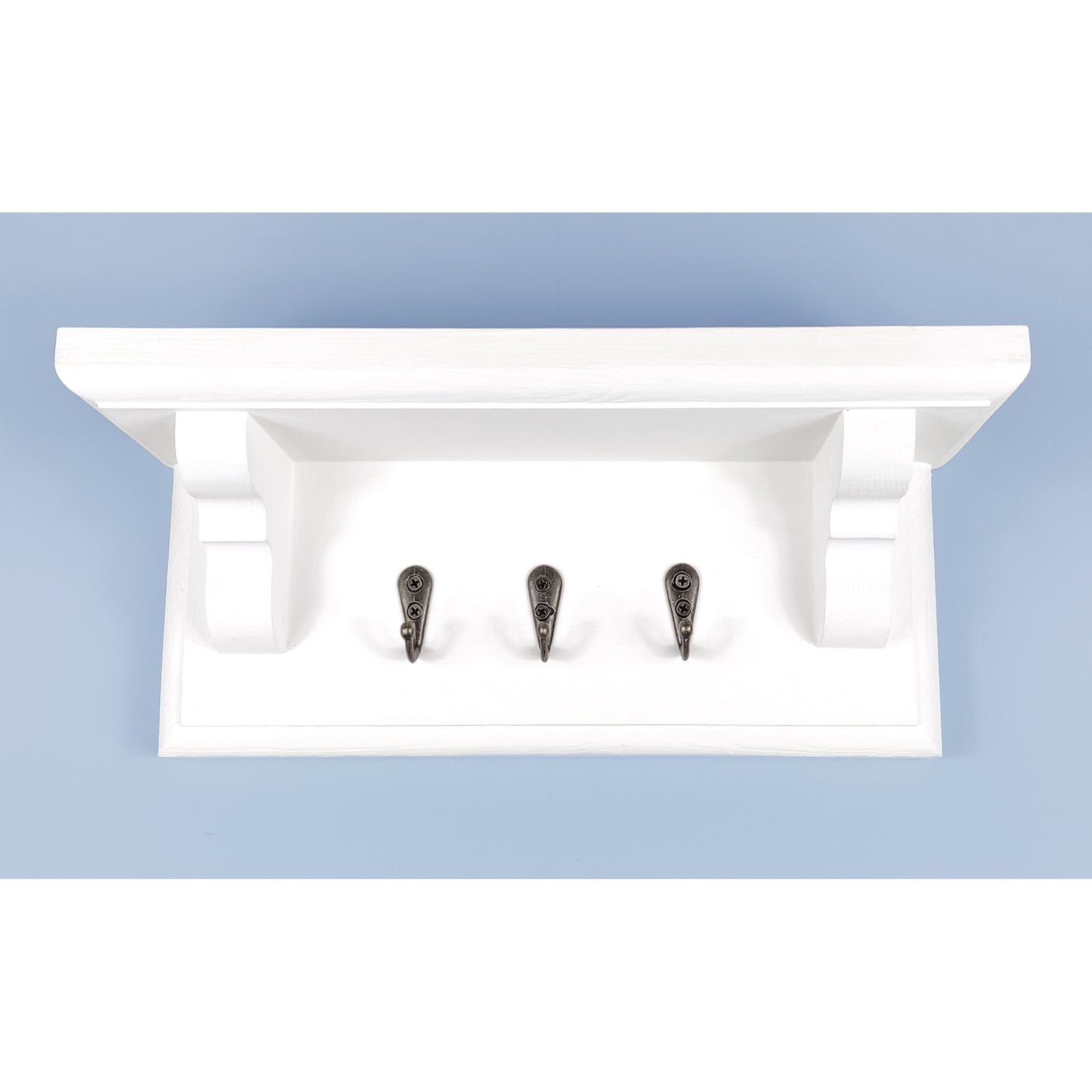 Wooden Key Rack in White with Shelf and Hidden Fixings - Design 1 - Made To Order