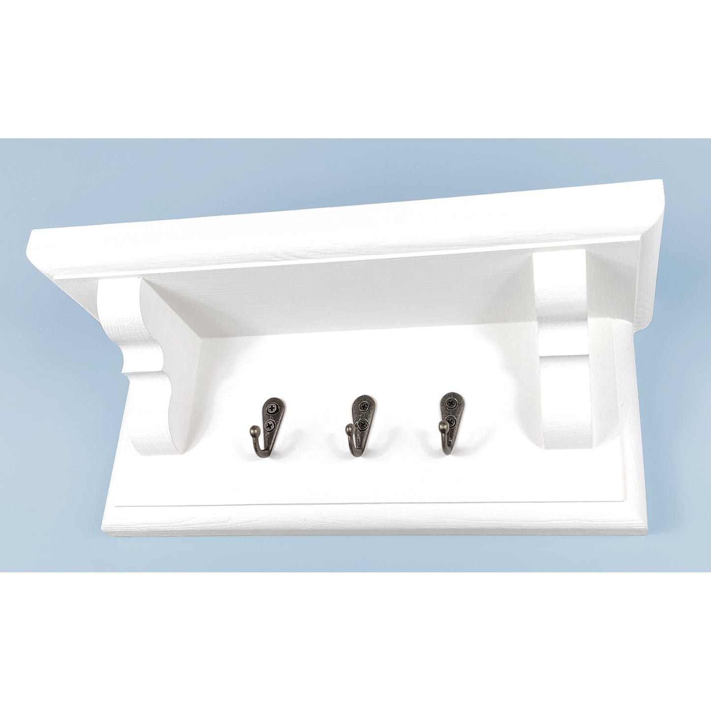 Wooden Key Rack in White with Shelf and Hidden Fixings - Design 1 - Made To Order