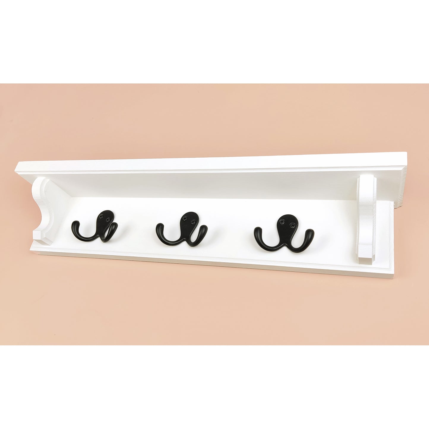 Solid Wooden Coat Rack With Shelf, Double Hooks and Hidden Fittings - Design 2 - Made to Order