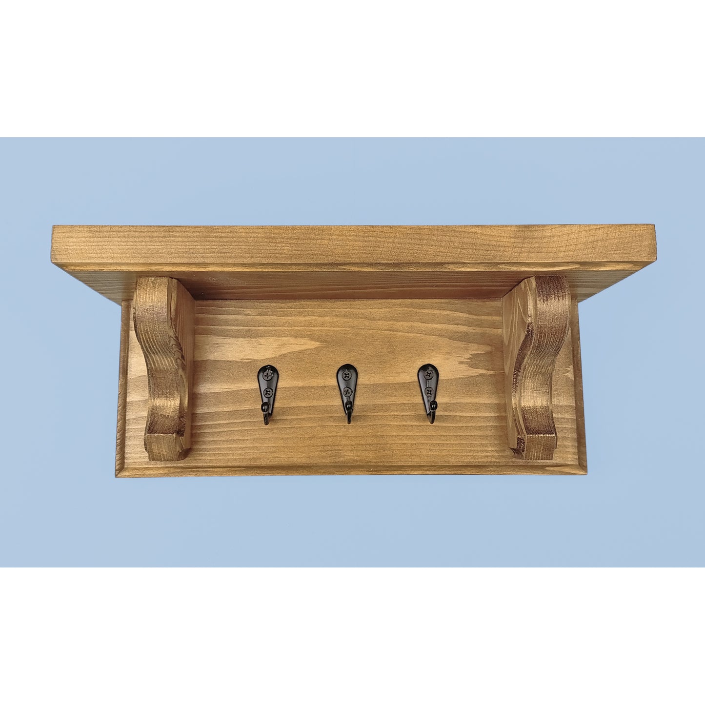 Floating Key Rack in Cotton White/Sage Green/Oak Stain with Shelf and Hidden Fixings - Design 2 -Made To Order