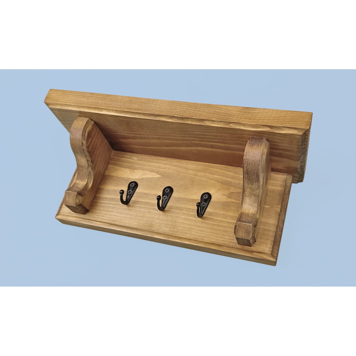 Floating Key Rack in Cotton White/Sage Green/Oak Stain with Shelf and Hidden Fixings - Design 2 -Made To Order