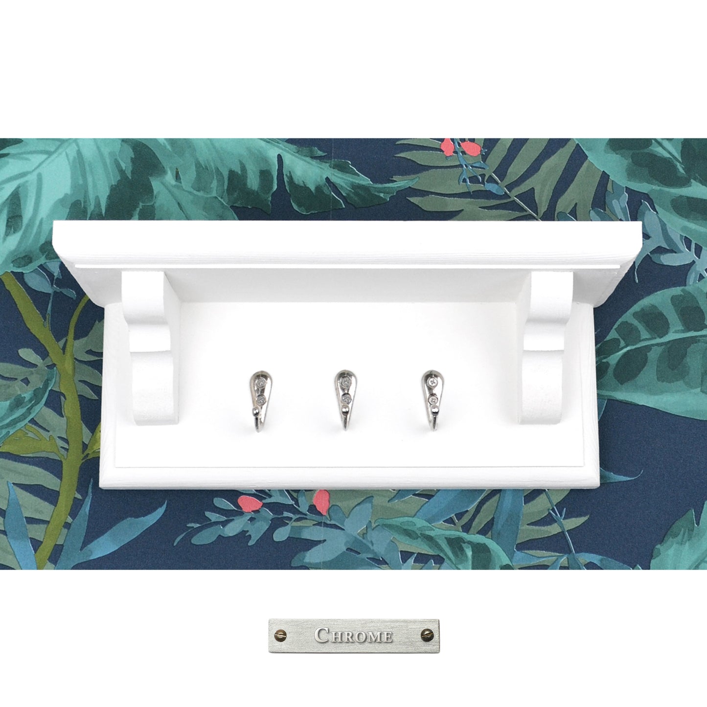 Wooden Key Rack in White with Shelf and Hidden Fixings - Design 1 - Made To Order